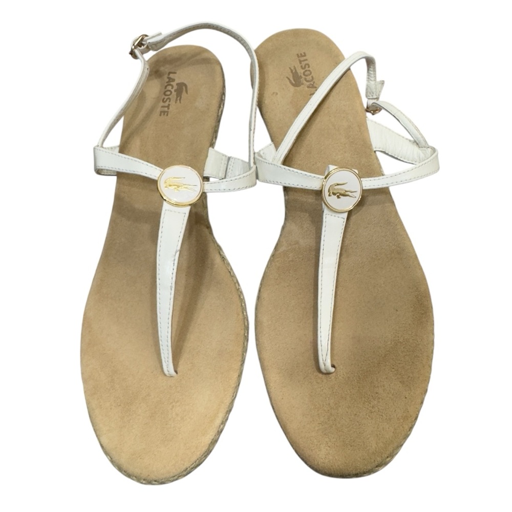 Lacoste Women's White and Gold Wedge Sandals